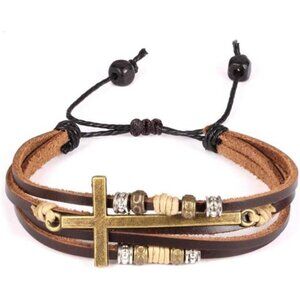 Religious Cross Wrap Bracelets Women Leather Christian Jewelry